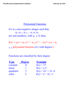 Polynomial Functions If n is a nonnegative integer such that, an, an1