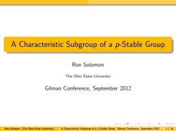 A Characteristic Subgroup of a p