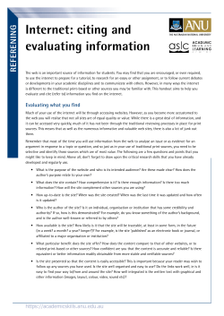 r efer en in g internet: citing and evaluating information