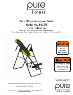 Pure Fitness Inversion Table Model No. 8514IT Owner`s