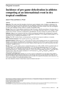 Incidence of pre-game dehydration in athletes competing at an
