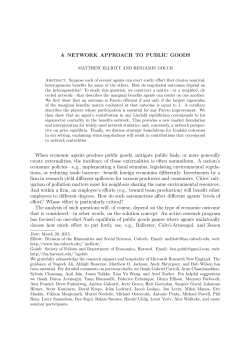 A NETWORK APPROACH TO PUBLIC GOODS When economic