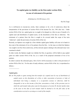 No capital gains tax liability on the firm under section 45(4), in case