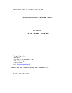 EMOTION REGULATION CHOICE Emotion Regulation Choice