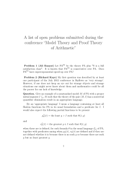 A list of open problems submitted during the conference &ldquo;Model