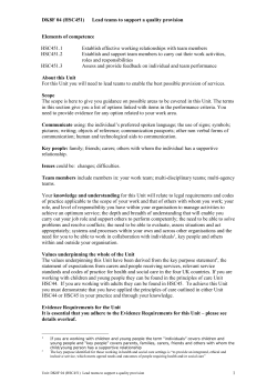(HSC451) Lead teams to support a quality provision