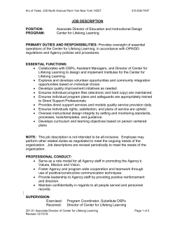 JOB DESCRIPTION POSITION: Associate Director of Education and