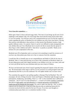kinder room newsletter - Brenbeal Children`s Centre
