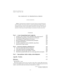 Contents Part 1. A tour of propositional proof complexity. 418 1. Is
