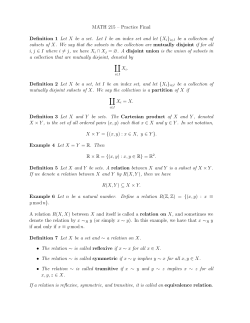MATH 215 &ndash; Practice Final Definition 1 Let X be a set. Let I be an