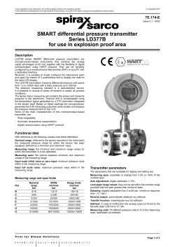 SMART differential pressure transmitter Series LD377B for use in