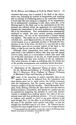 On the Motions and Collisions of Perfectly Elastic