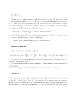Question 1 . Consider a pure exchange economy with two