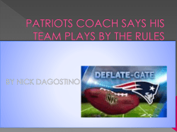 PATRIOTS COACH SAYS HIS TEAM PLAYS BY THE RULES