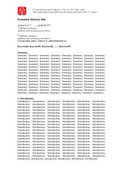 Extended Abstract Template