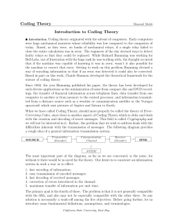 Coding Theory Introduction to Coding Theory