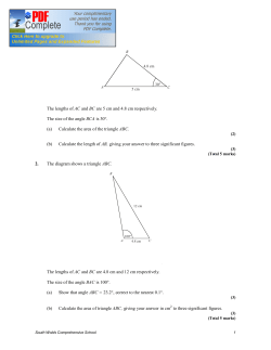 Core 2 Revision 1. The diagram shows a triangle ABC. The lengths