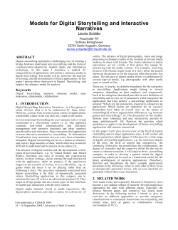 Models for Digital Storytelling and Interactive Narratives