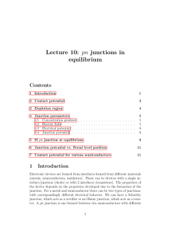 Lecture 10: pn junctions in equilibrium