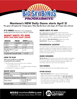 montanalottery.com Montana`s NEW Daily Game starts April 3!