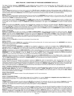 NEELTRAN INC. CONDITIONS OF PURCHASE AGREEMENT 2016