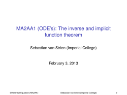 MA2AA1 (ODE`s): The inverse and implicit function theorem