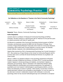 Keywords: Theory, Science, Community Psychology, Framework