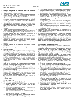our Materials Purchase Order Terms and Conditions