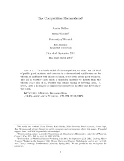 Tax Competition Reconsidered1