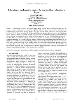 E-learning as an alternative strategy for tourism higher