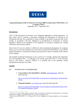 Information annuelle (Titre X de la loi du 16 juin 2006