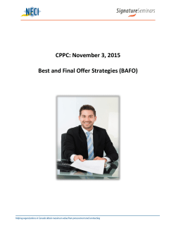 CPPC: November 3, 2015 Best and Final Offer Strategies (BAFO)
