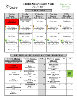 Ilderton Ontario Early Years JULY 2017