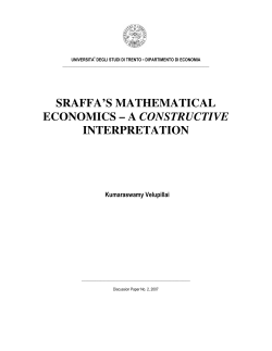 sraffa`s mathematical economics &ndash; a constructive interpretation