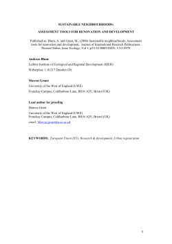 Sustainable neighbourhood Assessment