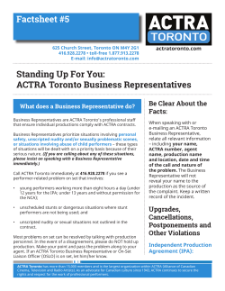 Standing Up For You: ACTRA Toronto Business Representatives