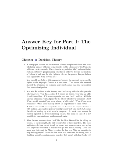 Answer Key for Part I: The Optimizing Individual