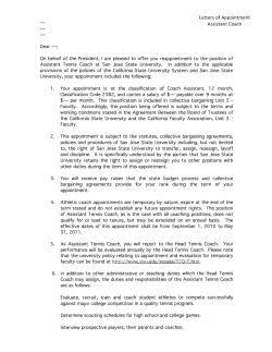 Letters of Appointment Assistant Coach Dear --