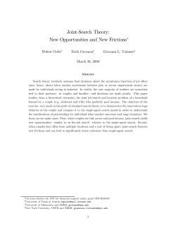 Joint-Search Theory: New Opportunities and New Frictions&lowast;