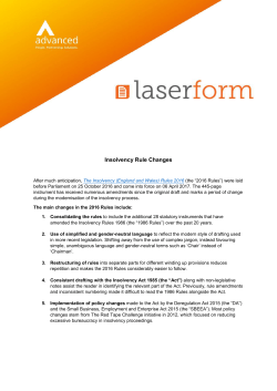 Insolvency Rule Changes