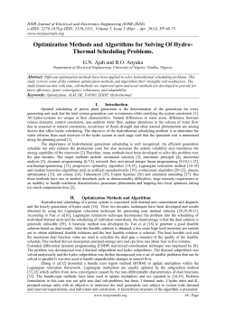 Optimization Methods and Algorithms for Solving Of Hydro
