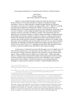 Overcoming Legal Barriers to Using Restorative Practices in Ontario