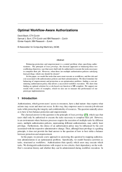 Optimal Workflow-Aware Authorizations - ETH