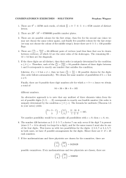 COMBINATORICS EXERCISES &ndash; SOLUTIONS Stephan Wagner 1