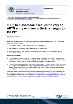 9D(3) Self-assessable request to vary an ARTG entry or minor