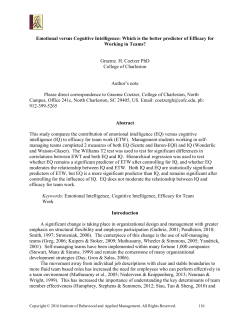 Emotional versus Cognitive Intelligence