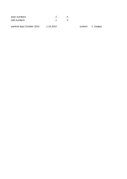 even numbers 2 4 odd numbers 1 3 workind days October 2014