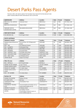 Desert Parks Pass Agents - Department of Environment, Water and