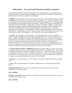 Official Rules &ndash; The ScoreCard&reg; Rewards ScoreBIG Sweepstakes