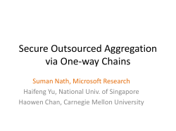 Secure Outsourced Aggregation via One-way Chains